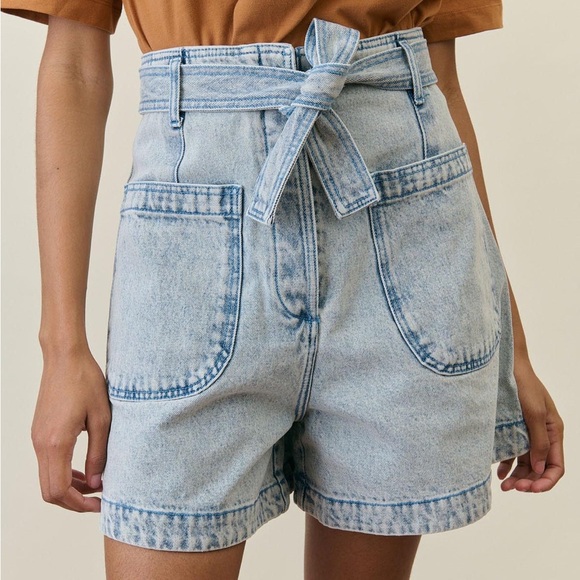NWT Louise Misha Paris Virginia Denim High-Waisted Women's Shorts Light Blue